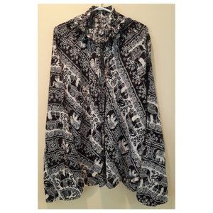 (F2) 100% Rayon Harem Pants w/ Elephants in Stripe